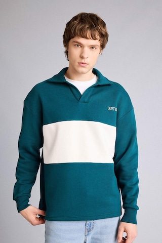 Defacto Boxy Fıt Polo Yaka Sweatshirt H5225ax26spgn246 Yeşil-gn246