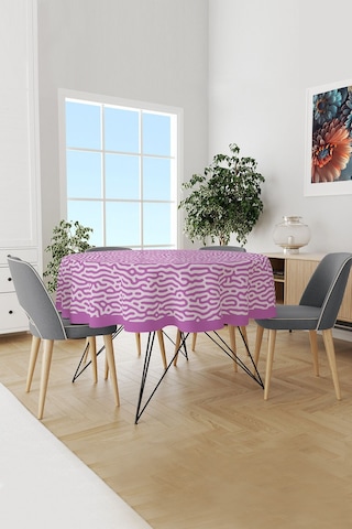 Alley Desenli Yuvarlak Süet Dertsiz Masa Örtüsü Mor