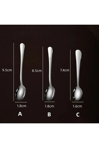 Didadodo 5'li Paslanmaz Çelik Kompakt Kahve Kaşığı Seti - Şık Ve Dayanıklı Gümüş Renkli Gümüş