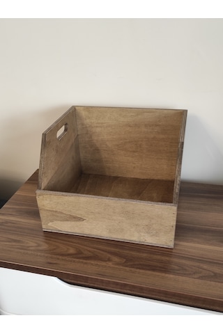 Ahşap Lp Plak Sandığı - Organizer Kutu - Wooden Lp Record Box Ceviz