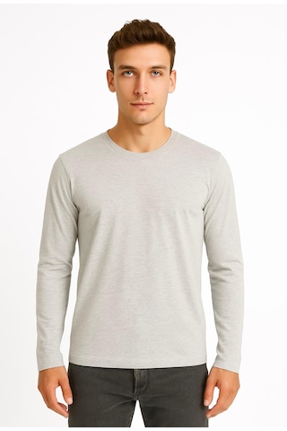 Axxel Erkek Gri Melanj Uzun Kollu Süprem T-shirt-d2275 Gri Melanj