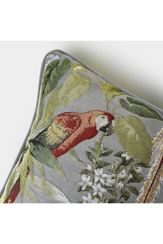 "jungle" Dokulu Desenli Kırlent Kılıfı - 45x45 Yeşil - Gri - Beyaz