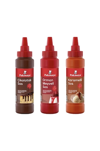 Pakmaya Sıvı Tatlı-pasta-dondurma Sosu 300 Ml 3 Lü Karma Paket - Çikolata - Karamel - Orman Meyveli