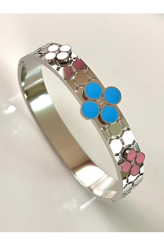 316l Çelik Çiçekli Yazlık Kalın Trend Model Kadın Bileklik 20cm