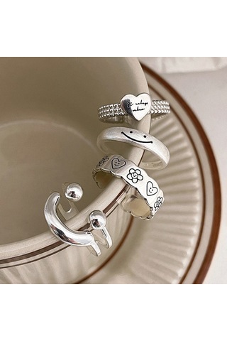Happy Smile Face Love Wear Combination Ring, Color: J2135 Çok Renkli