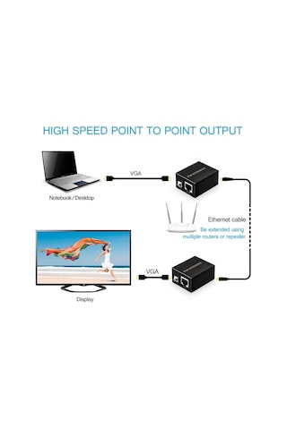 100M Vga Extender - Vga Rj45 Cat5E/6 Üzerinden Sinyal Uzatıcı