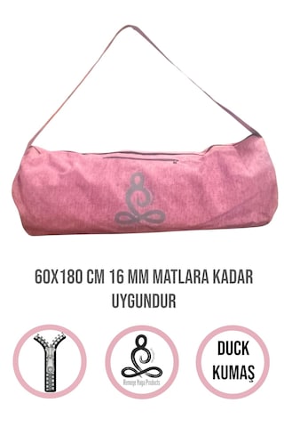 Mat Taşıma Çantası Yoga Fitness Silindir Antrenman Çantası + 2 Adet Mat Toplama Lastiği Fuşya