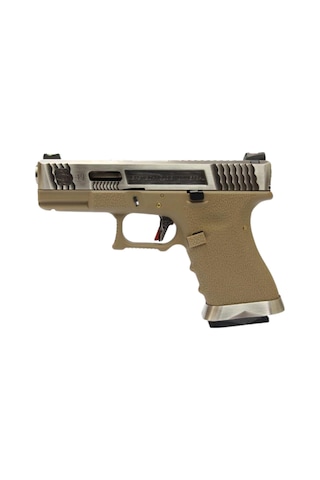 We Glock G19 T8 Gümüş Kızak & Namlu Tan Gövde Gbb Airsoft Tabanca