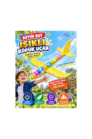Led Işıklı Köpük Uçak Oyuncak - Büyük Boy Hafif Ve Dayanıklı Eva Köpük Kolay Kurulum Açık Hava Çocuk Oyuncağı Sarı Renk - 921724338