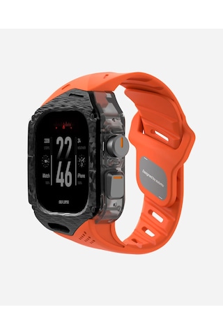 A01 Apple Watch Ultra 1/2 Uyumlu Kılıf Ve Kordon Karbon Fiber Kapak Fkm Kordon