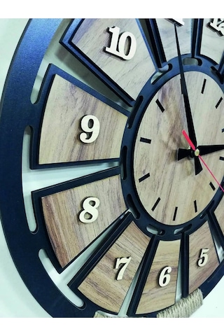 Dmswaall Ahşap Halatlı Dekoratif Duvar Saati Siyah