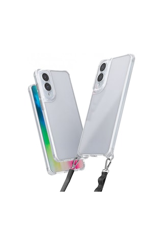 Samsung Galaxy Uyumlu S25 Edge Kılıf Airbagli Takılabilir Askı Aparatlı Zore Snap Silikon Kapak Seffaf