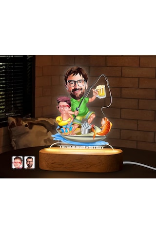 Bk Gift Kişiye Özel Baba-oğul Karikatürlü Dekoratif 3d Biblo Led Işıklı Gece Lambası-10, Babaya Hediye, Babalar Günü Hediyeleri Kobitmeyen138262 Bk Gi