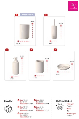 Primanova Flores 5'li Banyo Seti - Bej