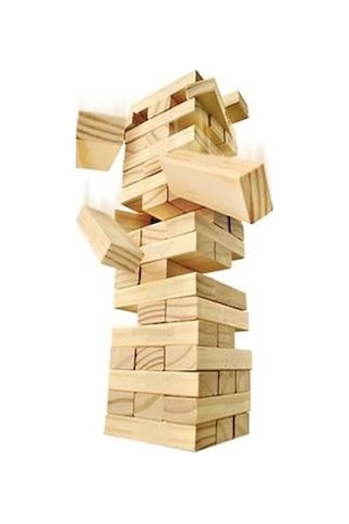 54 Parça. Jenga. Büyük Boy. Denge Oyunu. Doğal. Ahşap. Kule Oyunu