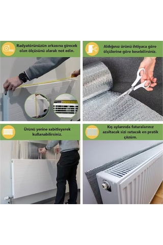 Petek Arkası Isı Yalıtım Levhası 2 Adet 75x50 Cm 5 Mm Kalınlık Kalorifer Radyatör Arkası Folyo