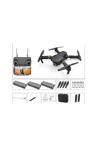 E88 Drone 4k Hd Çift Kameralı Drone App Kontrol Wifi Li Katlanabilir Quatcopter X3 Batarya Uyumlu