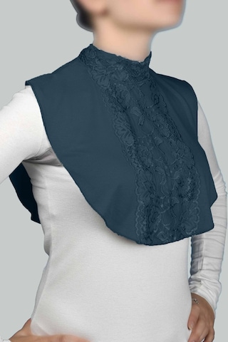 Altobeh Kadın Penye Tesettür Daire Yakalı Dantelli Boyunluk - Petrol