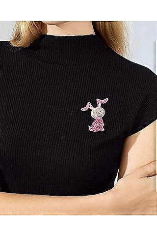 Kadınlar Kızlar Gençler İçin Pembe Tavşan Hayvan Broş Pin Altın Kaplama Sevimli Kristal Karikatür Tavşan Broşlar Yaka İğneleri Şanslı Dekor Elbise Aksesuarları Paskalya Ho Çok Renkli