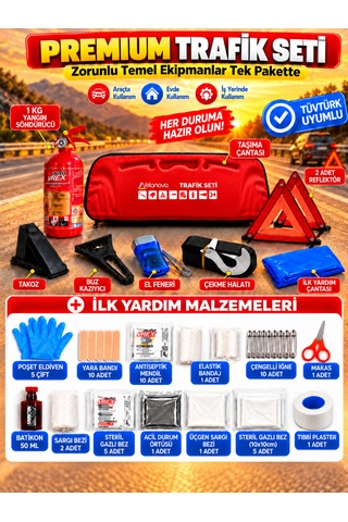 Tüvtürk Muayene Uyumlu Ce Belgeli Premium Trafik Seti 1 Kg Abc Tse Belgeli'' Kırmızı
