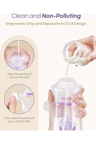 Nuliie 60 Adet Göğüs Sütü Saklama Torbası, 180ml, Kilitli Klips, Sızdırmaz, Bpa Içermeyen, Emzirme Aksesuarları
