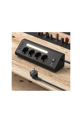 Lexroo Smayling Akım Korumalı Çoklu Priz 4 Priz Girişi + 2 Usb-