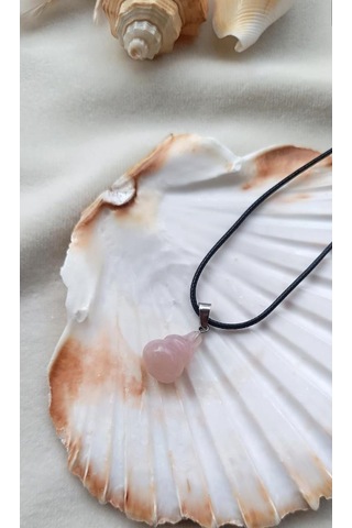 Kolye Gerdanlık Kalp Çakra Yoga Reiki Doğal Pembe Kuvars Taş Kadın