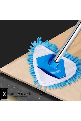 Ekostem Mini Boy Teleskopik Mikrofiber Makarna Uçlu Mavi Mop