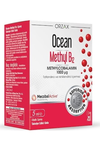 Ocean Methyl B12 1000 Mcg 5 ML Dilaltı Sprey Ocean Methyl B12 1000 Mcg 5 ML Dilaltı Sprey