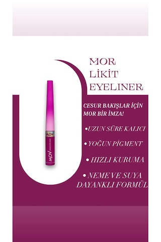 Mov Likit Eyeliner Mor 3,5 G Yoğun Pigmentli, Suya & Tere Dayanıklı Mor