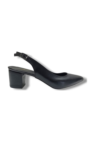 C-shoes Cv110-25 Cilt Sivri Burun Kalın Topuk Arkası Açık Kadın Ayakkabı 41-42 Siyah