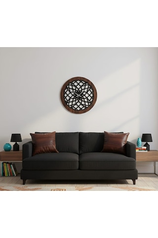 Nexus Modern Ahşap Duvar Saati Dekorasyon 45 Cm Ceviz - Siyah Renk Siyah Ceviz
