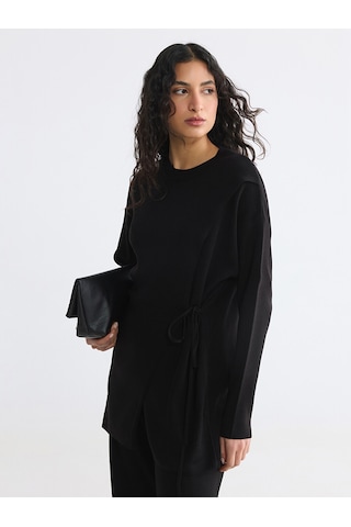 Lcw Modest Siyah Bisiklet Yaka Kadın Triko Tunik