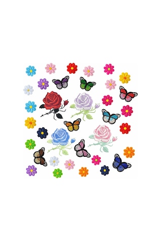 36 Adet İşlemeli Ütüyle Yapıştırılan Yamalar, İşlemeli Kendinden Yapışkanlı Ütüyle Yapıştırılan Yamalar