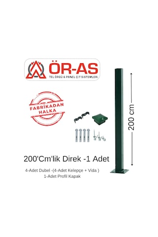 Panel Çit Diregi Aksesuarlı- -200cm- Yeşil Renk