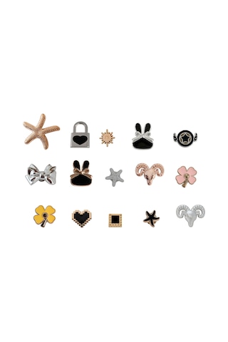 15 Adet Muhtelif Desenli Renkli Bileklik Terlik Süsü Charm Terlik Aksesuarı