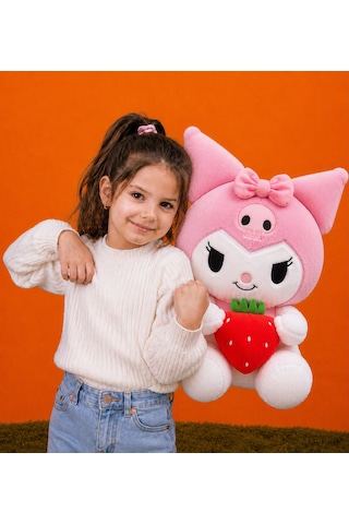Yeni Seri Çilekli Kuromi Peluş Oyuncak 50cm - Hediyelik Oyuncak & Polly Toys Açık Pembe
