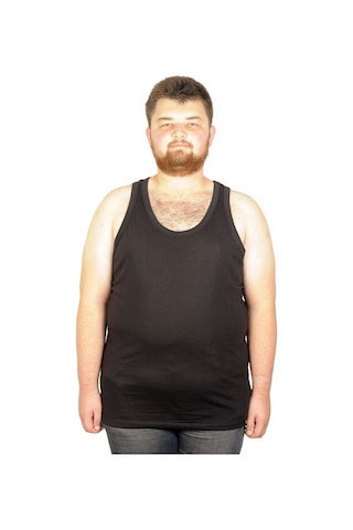 Mode Xl Büyük Beden Erkek Atlet Bisiklet Yaka 6340 Siyah