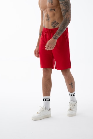 Erkek Kırmızı Yüksek Kalite Relax-fit Rahat Kesim %100 Pamuk Bağcıklı Siyah Düz Basic Şort Kırmızı