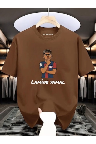 Lamine Yamal Baskılı Tişört Kahverengi
