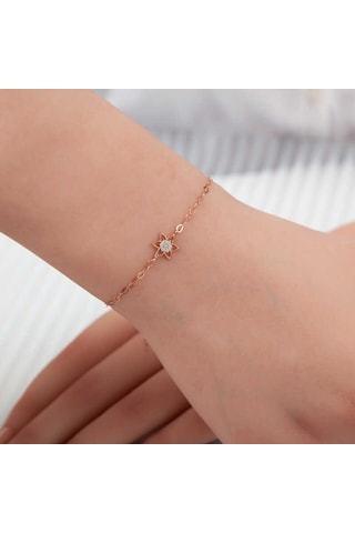 Blackcraft 925 Ayar Gümüş Rose Çiçek Kadın Bileklik Bc-f97d35