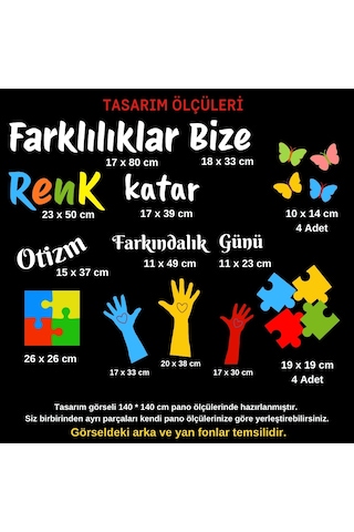 Otizm Farkındalık Günü Okul Panosu Figür Seti Hazır Kesim Sınıf Süsü 7