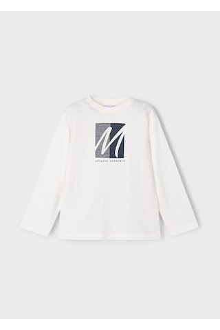 Erkek Çocuk Normal Kalıp Uzun Kollu Harf Aplikeli T-shirt - Krem SIYAH