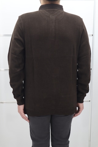 Santa Dmctekstil Erkek Desenli Spor Kesim Normal Kalıp Polo Yaka Selanik Kumaşlı Kışlık Kazak Kahverengi