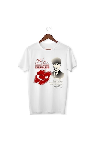 Alpşan Ticaret 29 Ekim Tişört 101. Yıl Tişört Cumhuriyet Bayramı T-shirt Beyaz