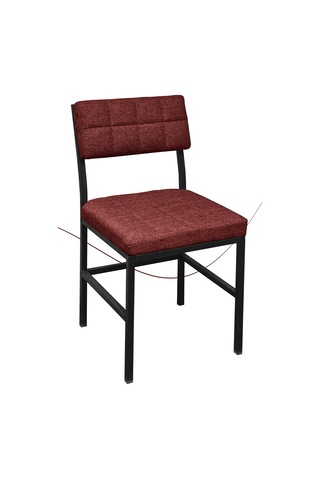Nemeron İkon Mutfak Sandalyesi Keten Kumaş Metal Sandalye Silinebilir Kafe Salon Sandalyesi - Kırmızı Kırmızı