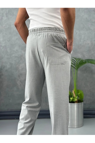 Modefendi Çizgi Dikişli Baggy Kalıp Jogger Pantolon Açık Gri