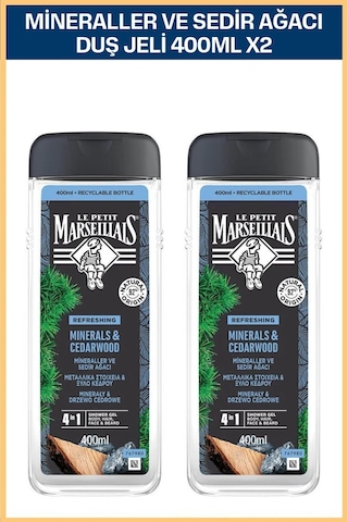 Le Petit Marseillais Men Mineraller ve Sedir Ağacı Duş Jeli 400 ml x2