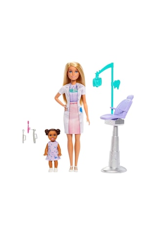 Barbie Bakım Temalı Kariyer Oyun Seti Diş Hekimi Bebeği - Muayene Koltuklu Doktor Seti