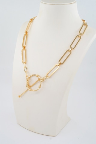 Kadın Özel Tasarım Önden Kilit Detaylı Zincir Kolye - ALTIN Gold